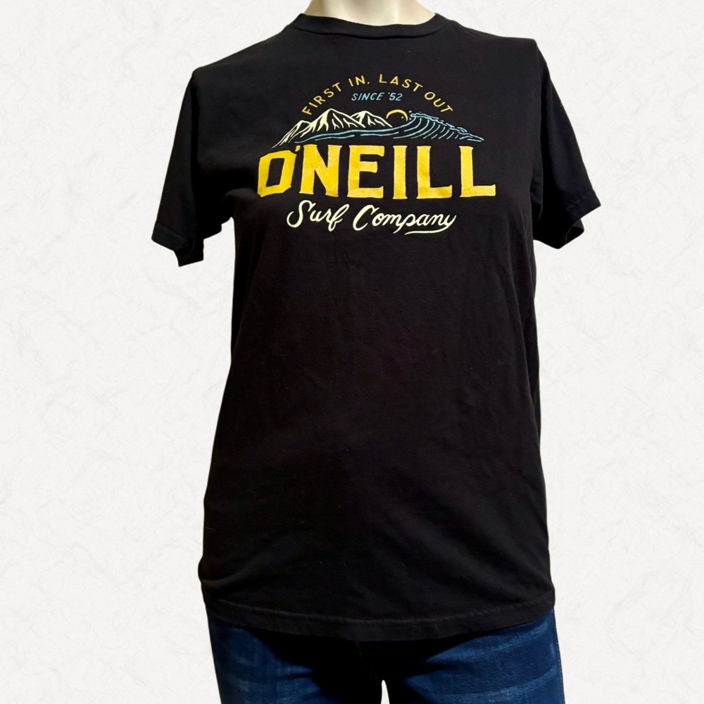 O’Neill Rip Tide Graphic Tee Black Surf Logo Shirt Women’s Small